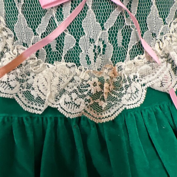 Vintage Roanna Girlie Girl Emerald Green Velvet Dress Jumper - Picture 5 of 8